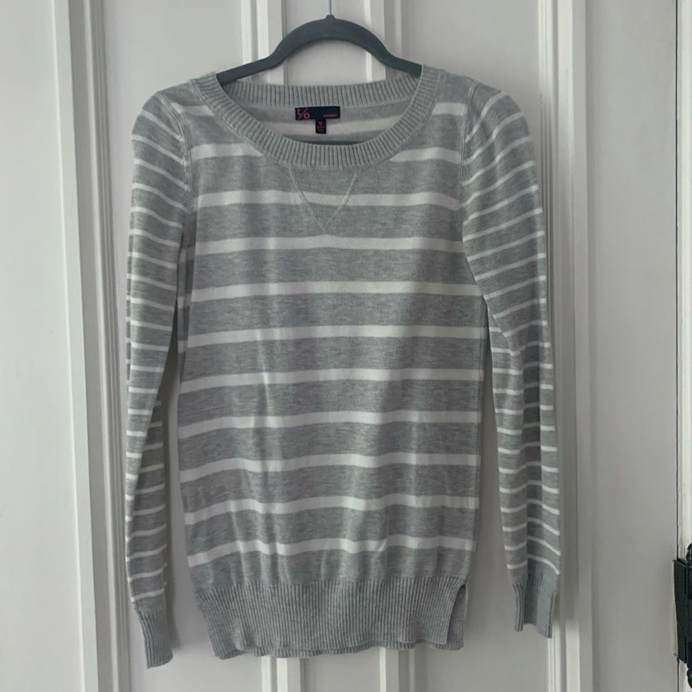 T/O grey/cream striped sweater M